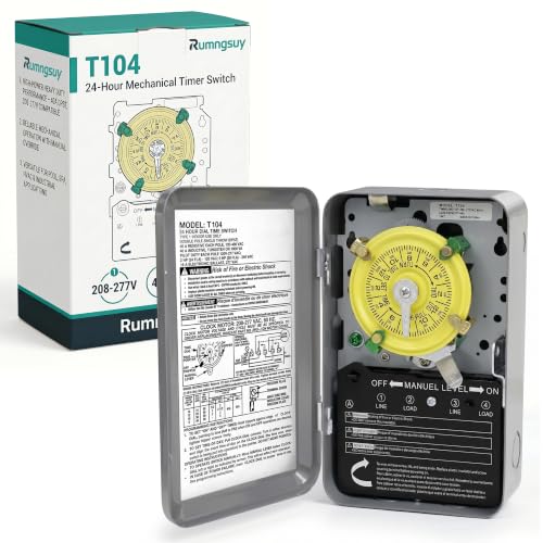 T104 Mechanical Timer Switch, Pool Pump Timer, 208-277V 40A DPST