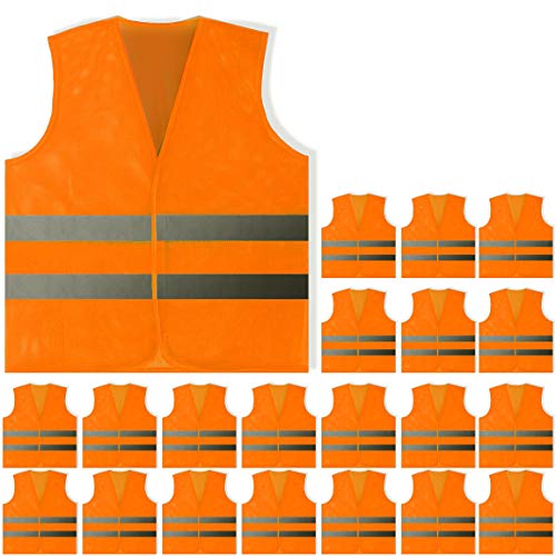 PeerBasics Safety Vests 20 Pack - Orange Reflective High Visibility, Men Women, Work, Cycling, Runner, Surveyor, Volunteer, Crossing Guard, Road, Construction - color: Orange, size: 20