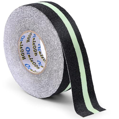 Oleitodh Anti-Slip Traction Tape, 2In x 60Ft, Glow-in-Dark Green Stripe - color: Luminescent, size: 2 in x 60 ft
