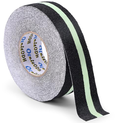 Oleitodh Anti-Slip Traction Tape, 2In x 60Ft, Glow-in-Dark Green Stripe - color: Luminescent, size: 2 in x 60 ft