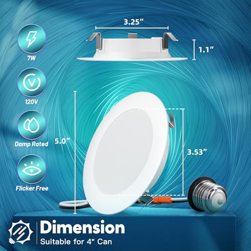 FREELICHT 12 Pack Retrofit LED Recessed Lighting 4 Inch, 5CCT, White - color: White, size: 4 Inch