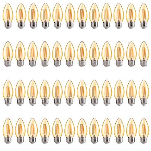 FLSNT 40W Equivalent LED Chandelier Light Bulbs, Dimmable Amber LED B11 E26 Candelabra Base Bulbs, 2200K Warm White, 330LM, 48 Pack, CA65 Listed. - color: 40w Warm White, size: 48 Count (Pack of 1)