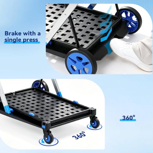Collapsible Shopping Cart with Wheels, 200 lbs Capacity Grocery Cart