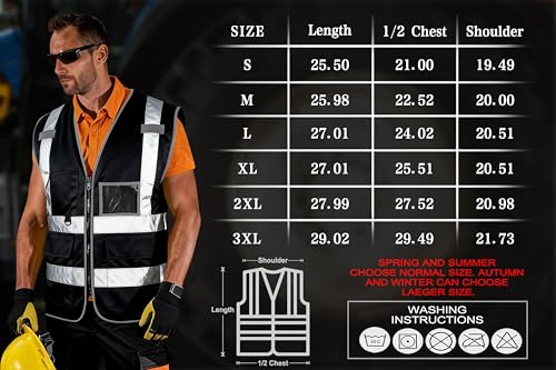 FATONE Hi Vis Safety Vest for Men with Reflective Strips, Class 2 High Visibility Vest with Pockets for Construction, Traffic, Warehouse, Security, Volunteer, 5 Pack Black, M - color: Black, size: Medium