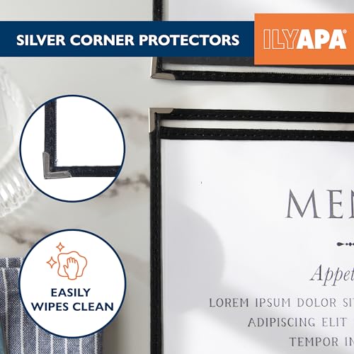 Ilyapa Clear Menu Covers, 11x17 Inch - 30 Pack, 2-View Single Page Design - color: Black, size: 11 x 17