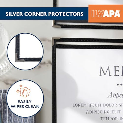 Ilyapa Clear Menu Covers, 11x17 Inch - 30 Pack, 2-View Single Page Design - color: Black, size: 11 x 17