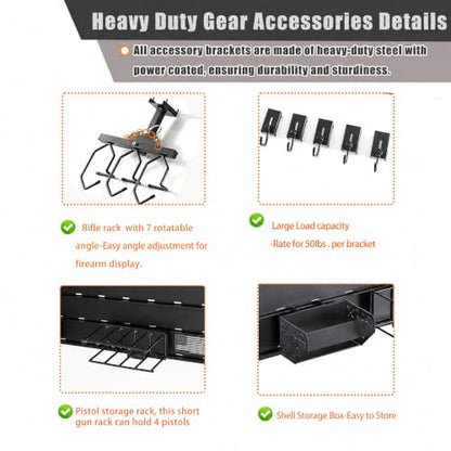 Wall Rack System - Aluminium Heavy-Duty Tactical Storage - color: Black(Full), size: Full