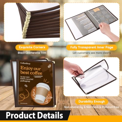 2Pcs 8.5 x 11" Menu Covers, 3 Page Transparent Restaurant Menu Cover - size: 3 Page
