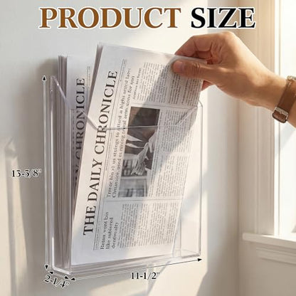 Sliner 2 Pcs Acrylic Newspaper Holder Wall Mount 13.4 x 11.5 Inch