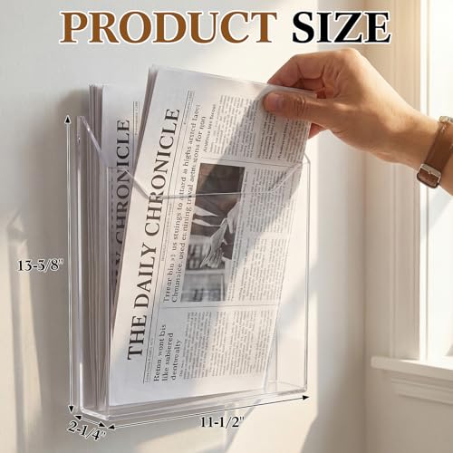 Sliner 2 Pcs Acrylic Newspaper Holder Wall Mount 13.4 x 11.5 Inch