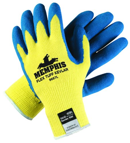 MCR Safety 9687S Flextuff Kevlar Latex Palm Men's Gloves, Small, 1-Pair - size: Small