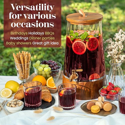 FOODLE Glass Drink Dispenser with Spigot - Beverage Dispenser with Stand - size: 1.72 Gallon