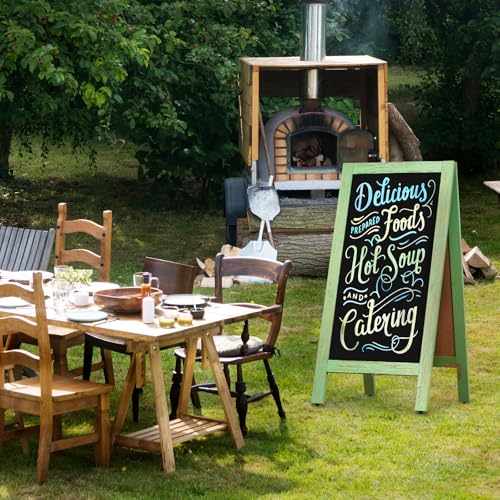 4 THOUGHT A-Frame Double-Sided Magnetic Chalkboard 40"x20", Green - color: Green