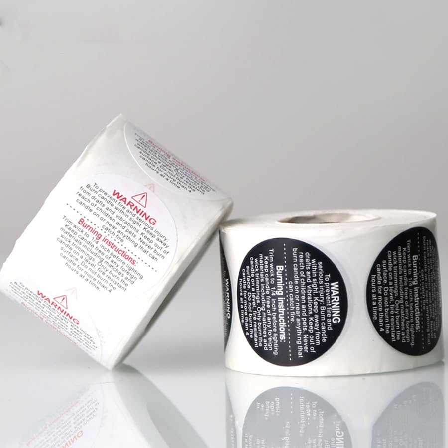 UPSTORE 500 PCS 1.5 inch Black Round Candle Warning Labels - color: Black