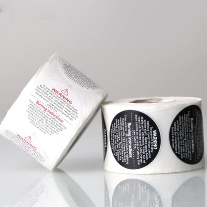 UPSTORE 500 PCS 1.5 inch Black Round Candle Warning Labels - color: Black