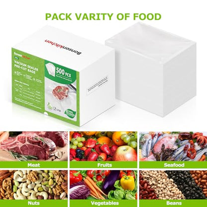 Bonsenkitchen Precut Vacuum Sealer Bags, 500 Pint 6" x 9" Food Sealer Bags - size: 6" x 9" 500pcs
