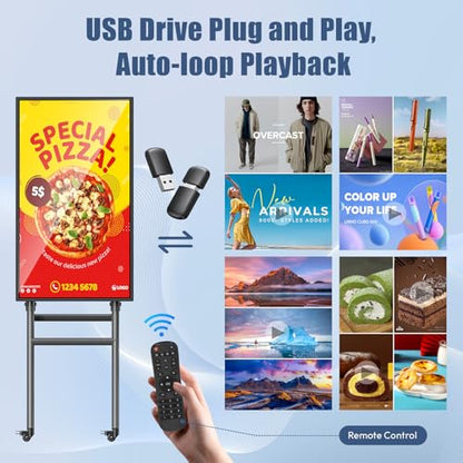 MWE 43 Inch Mobile Digital Signage Display Touchscreen Kiosk with Flight Case, Portable LCD Screen with Screen Mirroring App Publishing, Advertising Display Poster, Android OS - style: Touch-Screen