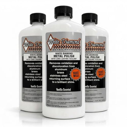 Schultz Laboratories White Diamond Metal Polish & Long Lasting Sealant - Perfect for Stainless Steel, Brass, Aluminum, Chrome, Gold, Silver - Sealant, Rust Remover/Preventer, Jewelry, Boats - 3 Pack - size: 12 Fl Oz (Pack of 3)