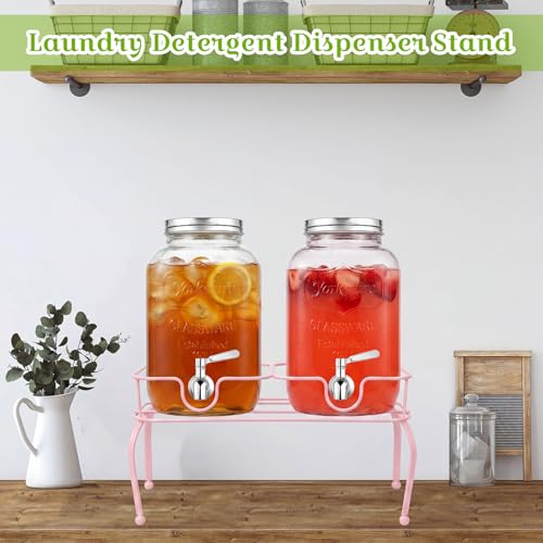 Blulu 2 Compartment Metal Drink Dispenser Stand, Pink 2 Gallons Stand Only - color: Pink, size: 2 Compartments, 2 Gallons