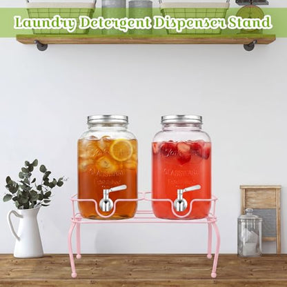 Blulu 2 Compartment Metal Drink Dispenser Stand, Pink 2 Gallons Stand Only - color: Pink, size: 2 Compartments, 2 Gallons