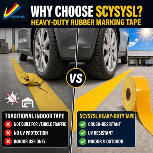 Heavy Duty Indoor&Outdoor Floor&Pavement Marking Tape – Industrial Safety Tape, Peel and Stick, Long Lasting Adhesive, Warehouse & Facility Line Marking(Yellow, 2 Inch x 108 Feet) - size: 2 Inch X 108 Feet