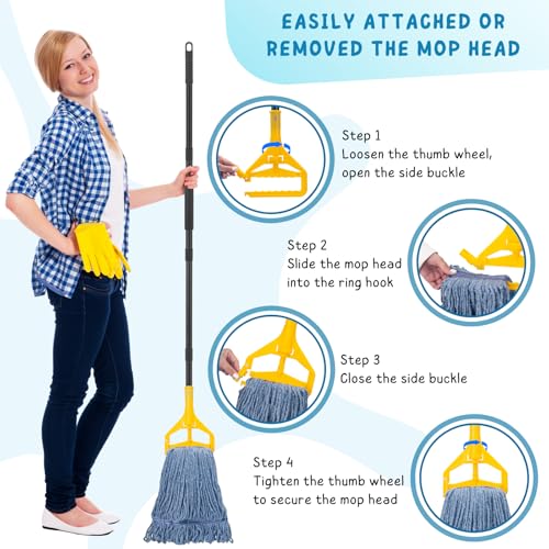 Commercial Mop for Floor Cleaning, 59'' Heavy Duty Industrial Cotton Mops - size: 59in