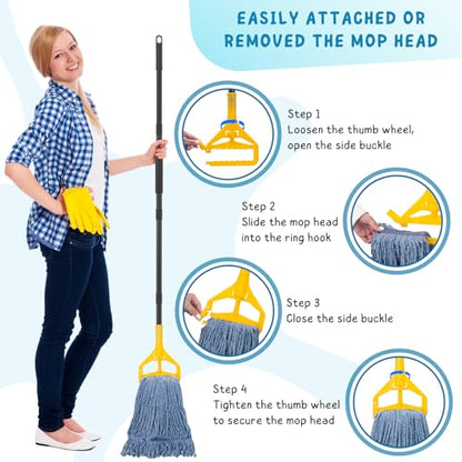 Commercial Mop for Floor Cleaning, 59'' Heavy Duty Industrial Cotton Mops - size: 59in