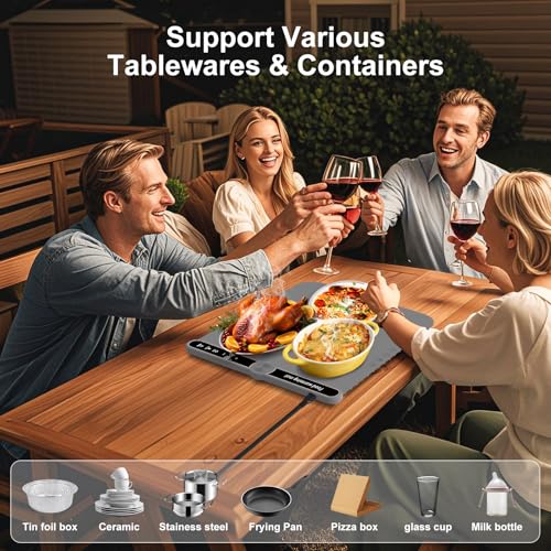 Food Warming Mat Small and Portable Soft Food Warmers for Home 120V - size: Grey-15*16-Small