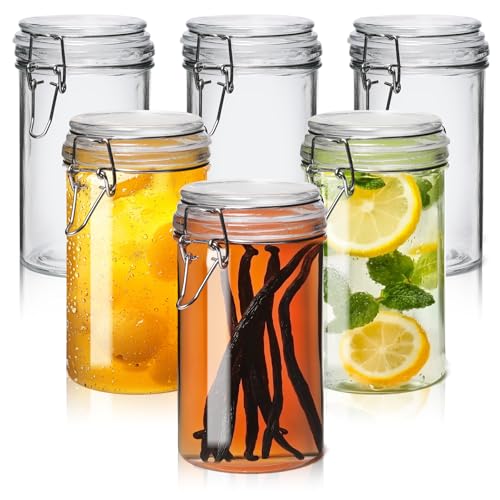 ComSaf Small 16 oz Glass Jars with Airtight Lids 6 Pack Pickling Pantry - size: 17 fl oz x 6