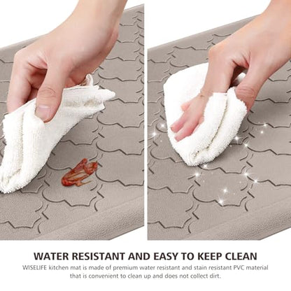 WISELIFE Kitchen Mat Cushioned Anti Fatigue Floor Mat, 17.3"x39", Brown - color: Khaki, size: 1'5" x 3'3" (Rectangular)