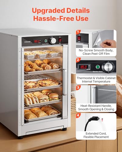 VEVOR Commercial Electric Food Warmer 5 Tier Transparent Single-Door - size: 5 Tier