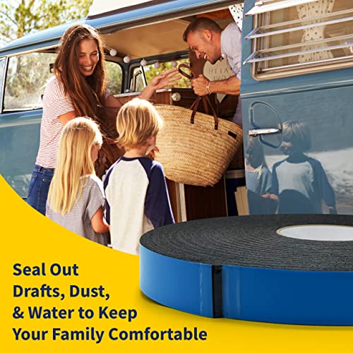 Double Sided Self Adhesive Camper Mount Foam Tape 3/16in x 1 1/4in x 33ft for Truck Shells, RVs, Cars. Helps Stop Vibrations, Scratches and Squeaks. Seal Around Air Conditioners, Doors and Windows - size: 1 Pack
