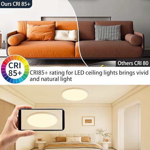 MOONSEA Dimmable Flush Mount Ceiling Light 16 Inch Kitchen Fixture - color: White, size: 16 Inch