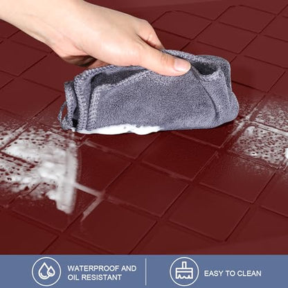 Cushioned Kitchen Mat 2 PCS, Anti Fatigue Kitchen Rugs, Heavy Duty Kitchen Rugs and Mats Non-Skid, Ergonomic Comfort Foam Kitchen Floor Mat for Home, Office, Sink, Laundry, Red - color: Red