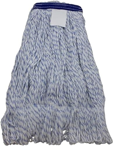 JaniMop Smoothie Rayon Lint-Free Floor Wax Finish Mop, Blue/White Blended Yard, Medium Case of 12