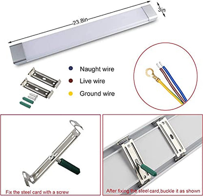 2FT LED Tube Flush Mount Light, 26W 2300LM LED Ceiling Shop Lighting Closet Light Fixture for Garage Kitchen Closet Laundry, 6500K Daylight White (2 Pack)