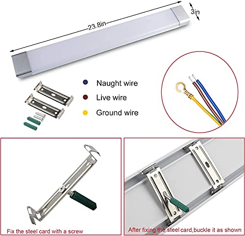 2FT LED Tube Flush Mount Light, 26W 2300LM LED Ceiling Shop Lighting Closet Light Fixture for Garage Kitchen Closet Laundry, 6500K Daylight White (2 Pack)