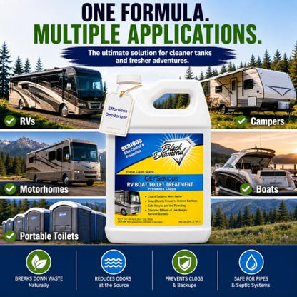Black Diamond Stoneworks GET SERIOUS RV,Boat,Camper Chemical Toilet Holding Tank Treatment&Deodorizer.Works Faster Than Tablets or Packs in Grey&Black Water. Concentrated with Stress Relief Fragrance - size: 128 Fl Oz (Pack of 1)