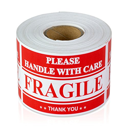 300 Labels, 1 Roll - Please, Handle with Care Stickers - 3 x 2 inch, Fragile Labels (Red/White) Shipping Labels for Glass or Delicate Products - size: 300 Labels