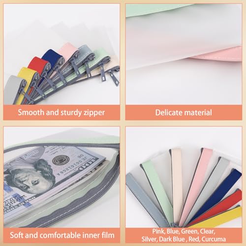 8 Pack Clear Money Envelopes for Cash Money Bag Pouch 7.6x3.7 inch - color: 8 colours