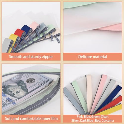8 Pack Clear Money Envelopes for Cash Money Bag Pouch 7.6x3.7 inch - color: 8 colours