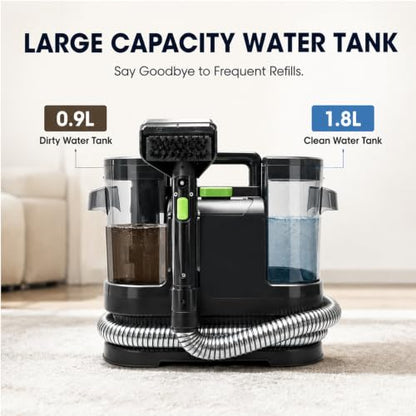 HAPOW Carpet Cleaner Machine, 18Kpa Portable Upholstery Cleaner for Couch Car fabric Furniture Mattress Area Rugs Pets Spot Extractor, with Dual Water Tanks, Cleaning Tool and Self Cleaning