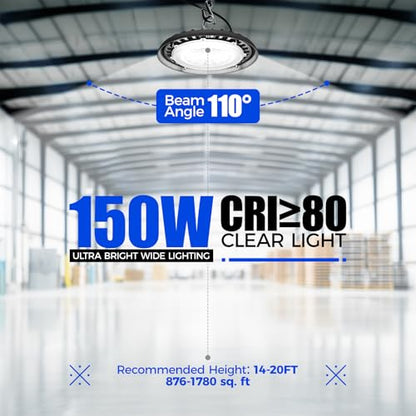 Barrina High Bay LED Shop Lights, 150W, 21000LM, IP65 Waterproof, 5000K - size: 6 Packs