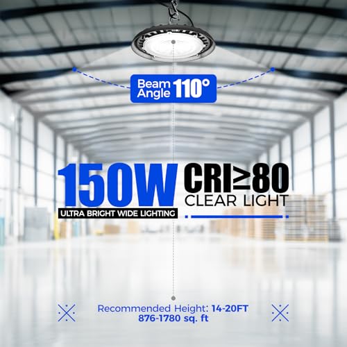 Barrina High Bay LED Shop Lights, 150W, 21000LM, IP65 Waterproof, 5000K - size: 4 Packs