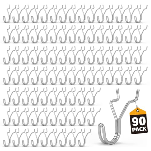ELEAD 90-Piece Pegboard Hooks J-Hook, Silver J Hooks for Pegboard, Fits 1/8” & 3/16” Pegboards, Heavy Duty Peg Board Hooks for Hanging Keys, Retail Items & Small Tools - style: Silver J Hooks 90-Piece