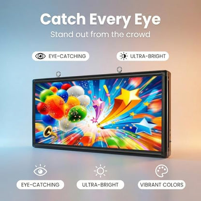 P6 Programmable LED Sign 40"x18" Outdoor Digital Display Board with Custom Scrolling Text,Electronic Message Board for Business Advertising, Waterproof Marquee Ticker