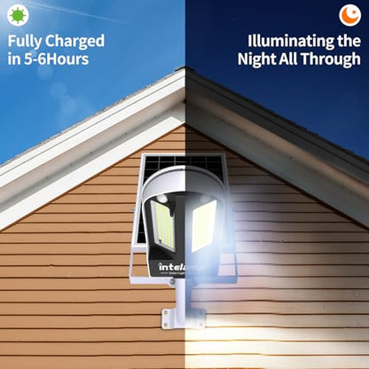 intelamp Solar Street Lights Outdoor Waterproof 3000LM 12500mAh Dual Sensor - size: White 1 pack