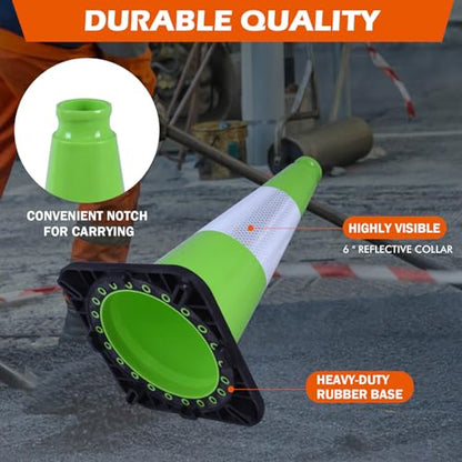8-Pack 18" Green Cones - Reflective for Road/Construction - color: Green, size: 18inch