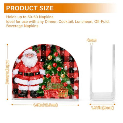 Buffalo Check Santa Napkin Holder for Table Acrylic Tissue Dispenser - color: Buffalo check pattern Santa Claus
