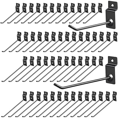Moxweyeni 50 Packs Slatwall Hooks 4 Inch 6 Inch, Black - color: Black